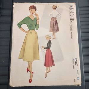 Vtg 1952 LOVELY Flared Back Skirt Pattern McCALLS 8967